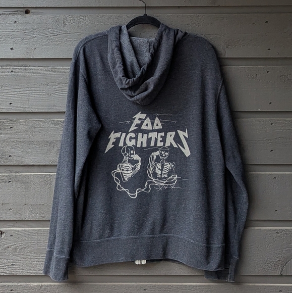 Foo Fighters Skulls Skeletons Phonecall Zip Front Tour Hoodie Sweatshirt Large - Picture 1 of 8